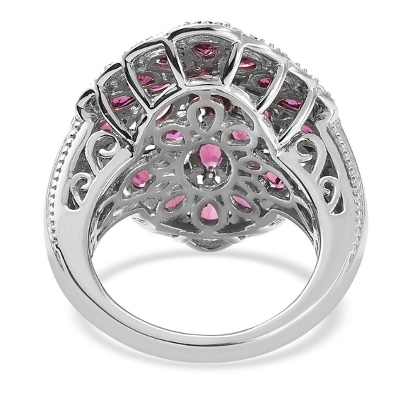 🌹Exquisite🌹 Red Garnet Cocktail Ring In Sterling Silver  Size 5 - Picture 4 of 11